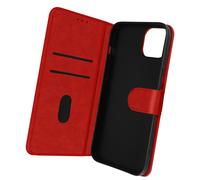 Étui Portefeuille pour iPhone 14 Plus Chesterfield Grainé Fonction Stand Rouge / Noir