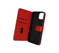 Etui Portefeuille pour iPhone 14 Plus Chesterfield Grainé Fonction Stand Rouge / Noir