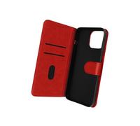 Étui Portefeuille pour iPhone 14 Pro Chesterfield Grainé Fonction Stand Rouge / Noir