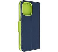 Étui Portefeuille pour iPhone 14 Pro Max Collection Fancy Style Antichoc Bleu nuit