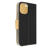 Étui Portefeuille pour iPhone 14 Pro Max Série Fancy Style Noir / Or
