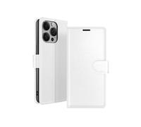 Étui Portefeuille pour iPhone 14 Pro Max Support et Languette Magnétique Blanc