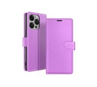 Etui Portefeuille pour iPhone 14 Pro Max Support et Languette Magnétique Zanaé Violet