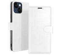 Étui Portefeuille pour iPhone 14 Support et Languette Magnétique Blanc