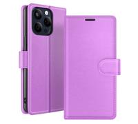 Étui Portefeuille pour iPhone 15 Pro Fonction Support et Languette Magnétique Violet