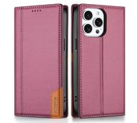 Étui portefeuille pour iPhone 15 Pro max, toucher doux, à rabat, béquille, anti-vol RFID, grands emplacements pour cartes, portefeuille rouge