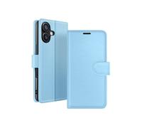 Zanaé, étui à rabat pour iPhone 16 Plus avec fermeture magnétique & poches pour cartes, bleu clair