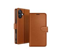 Zanaé, étui à rabat pour iPhone 16 Plus avec fermeture magnétique & poches pour cartes, marron