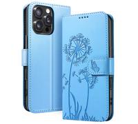 Zanaé Étui portefeuille pour iPhone 16 Pro – Premium design Fleurs Papillon – Bleu clair