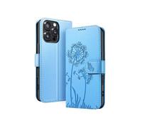 Zanaé Étui portefeuille pour iPhone 16 Pro – Premium design Fleurs Papillon – Bleu clair
