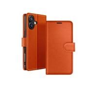 Etui Portefeuille pour iPhone 16 Support et Languette Magnétique Zanaé Orange