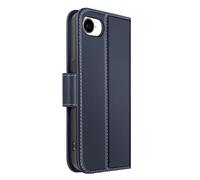Étui Portefeuille pour iPhone 16e en Cuir Premium avec Fonction Stand Bleu nuit