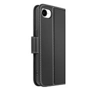 Étui Portefeuille pour iPhone 16e en Cuir Premium avec Fonction Stand Noir