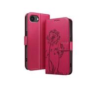 Zanaé Étui portefeuille pour iPhone 16e – Premium – Design fleurs et papillons – Rouge