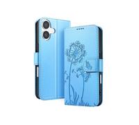Etui Portefeuille pour iPhone 17 Premium Design Fleurs Papillon Zanaé Bleu clair