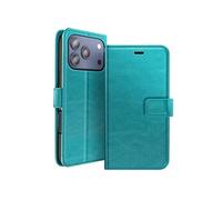 Etui Portefeuille pour iPhone 17 Pro avec Dragonne et Fonction Stand Bleu canard