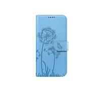 Zanaé Étui portefeuille iPhone 17 Pro Premium – Design Fleurs Papillon – Bleu clair