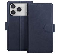 Etui Portefeuille pour iPhone 17 Pro Série Chesterfield avec Fonction Support Bleu nuit