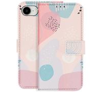 Étui Portefeuille pour iPhone 17e Motif Puzzle avec Support et Dragonne Rose