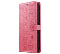 Étui Portefeuille pour iPhone 17e Motifs Chat et Chien avec Fonction Support Rose