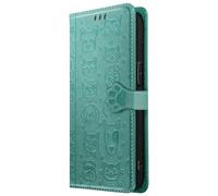 Étui Portefeuille pour iPhone 17e Motifs Chat et Chien avec Fonction Support Vert