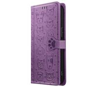 Etui Portefeuille pour iPhone 17e Motifs Chat et Chien avec Fonction Support Violet