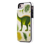 Étui portefeuille pour iPhone 7/8 - Imprimé feuille de palmier dinosaure - En cuir synthétique - Magnétique - Antichoc - Avec porte-cartes