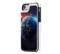 Étui portefeuille pour iPhone 7/8, imprimé planète spatiale terre à rabat en cuir PU, magnétique, résistant aux chocs, avec porte-cartes