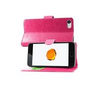 Etui Portefeuille pour iPhone 7, iPhone 8 PU Cuir Porte-Cartes Support Stand, Rose + Film VERRE Trempé