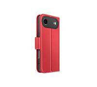 Etui Portefeuille pour iPhone Air en Cuir Premium avec Fonction Stand Rouge