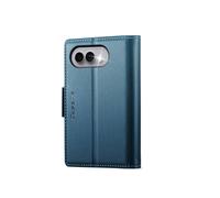 Étui Portefeuille pour iPhone Duo Effet Cuir avec Support et Anti-RFID CaseMe Bleu canard