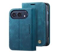 Étui Portefeuille pour iPhone Duo Protection RFID Vintage avec Support CaseMe Bleu canard