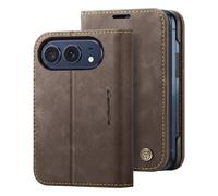 Étui Portefeuille pour iPhone Duo Protection RFID Vintage avec Support CaseMe Marron foncé