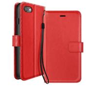 Étui Portefeuille pour iPhone SE 2020 / 2022 avec Dragonne et Support Vidéo Mayaxess Rouge