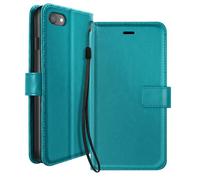 Etui Portefeuille Apple iPhone SE 2020/2022 Dragonne Support Vidéo Simili-cuir Turquoise