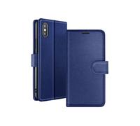 Etui Portefeuille pour iPhone X / XS Fonction Support et Languette Magnétique Zanaé Bleu nuit
