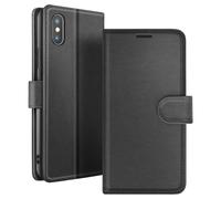 Zanaé Étui portefeuille pour iPhone X / XS – Support et languette magnétique – Noir