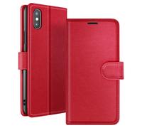 Étui Portefeuille pour iPhone X / XS Fonction Support et Languette Magnétique Zanaé Rouge