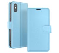Étui Portefeuille pour iPhone X / XS Fonction Support et Languette Magnétique Zanaé Bleu clair