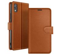 Étui Portefeuille pour iPhone XR avec Fonction Support et Languette Magnétique Marron