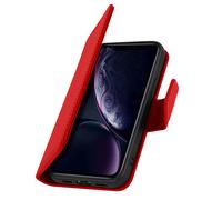 Étui Portefeuille pour iPhone XR en Cuir Premium avec Fonction Stand Rouge