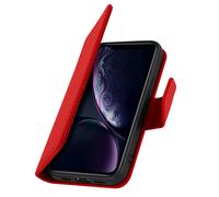 Étui Portefeuille pour iPhone XR en Cuir Premium avec Fonction Stand Rouge