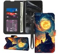 Étui portefeuille pour Moto G Power 5G 2023 avec protecteur d'écran, support en cuir synthétique à rabat avec porte-cartes - Coque de protection intégrale pour Moto G Power 2023, Wolf Moon