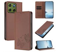 Étui portefeuille pour Motorola Edge 70 5G en cuir PU et TPU magnétique à rabat avec blocage RFID, 2 emplacements pour cartes et poche pour espèces, antichoc, fonction support, motif papillon en