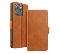 Étui Portefeuille pour Motorola Edge 70 Fusion à Effet Patiné avec Support Marron