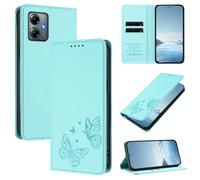 Étui portefeuille pour Motorola Moto G Power 2025 5G en cuir PU et TPU à rabat magnétique avec blocage RFID, 2 emplacements pour cartes et poche pour espèces, antichoc, fonction béquille, papillon