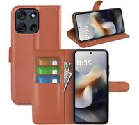 Étui Portefeuille Pour Motorola Moto G56 6,72'' ¿ Coque Fine En Pu Avec Armature Tpu, Support Mains¿Libres, Fermoir Magnétique Et Emplacements Cartes ¿ Marron