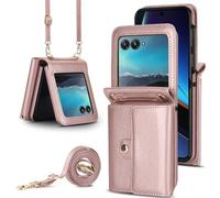 Étui portefeuille pour Motorola Razr 60 Ultra avec blocage RFID et sangle amovible, cuir durable et TPU, 4 emplacements pour cartes, protection contre les chutes, étui à rabat pour un usage quotidien