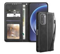 Étui Portefeuille pour OnePlus 15R Effet Cuir Vintage avec Support Noir
