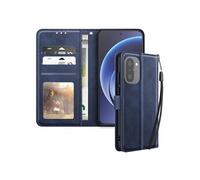 Etui Portefeuille pour OnePlus 15R Effet Cuir Vintage Support Bleu nuit